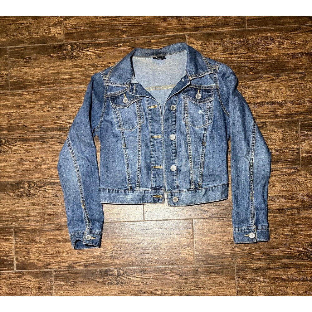 a.n.a Cropped Medium Wash Denim Jacket - S